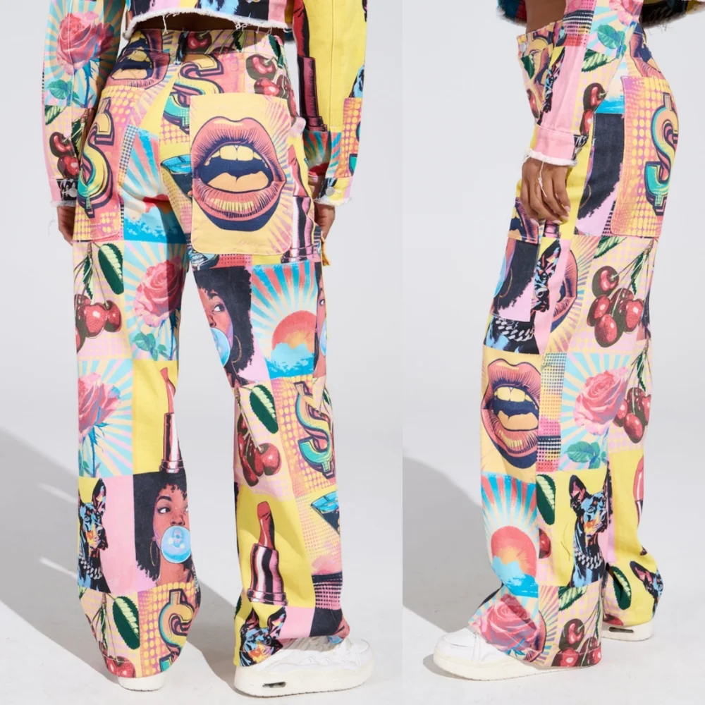 AKIRA Electric Printed Denim Cargo Pants - Picture 16 of 16